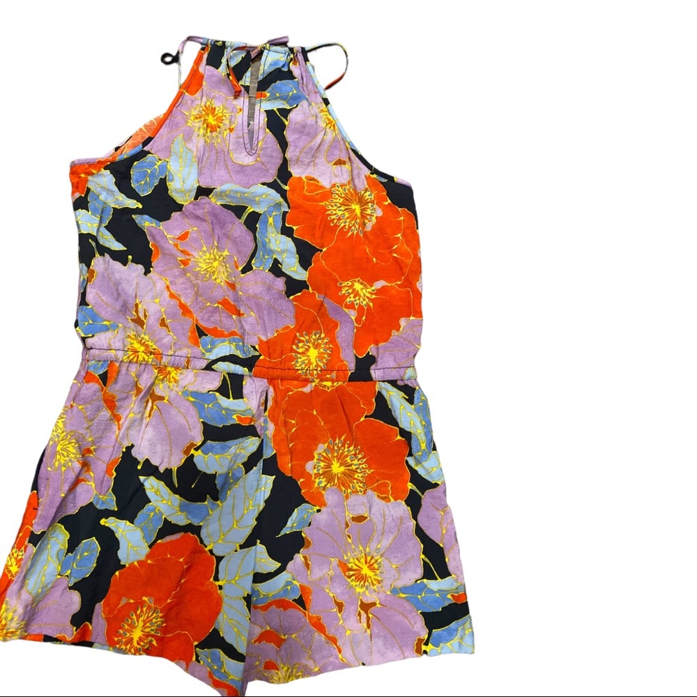 Ann Taylor LOFT Floral Short ROMPER with Tassel SMALL - Picture 5 of 7